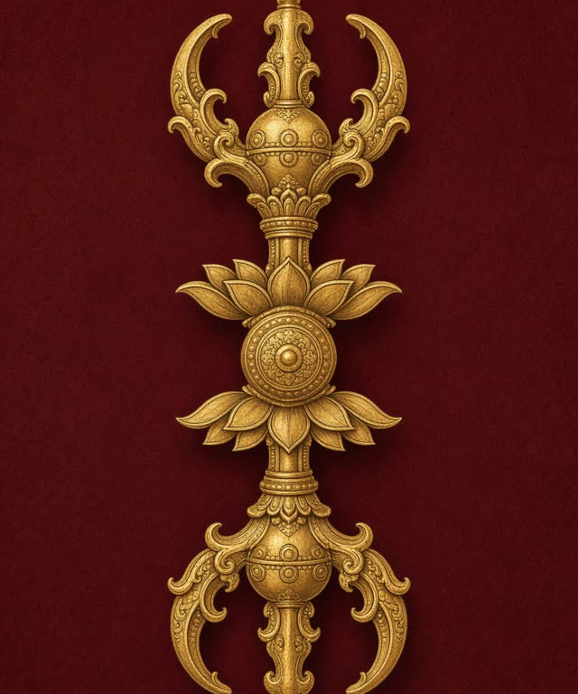 Golden five-pronged vajra, the thunderbolt scepter of Vajrayana